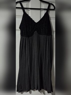 torrid Black Lace Bodice Charcoal Maxi Chemise